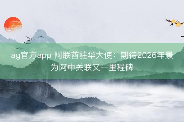 ag官方app 阿联酋驻华大使：期待2026年景为阿中关联又一里程碑