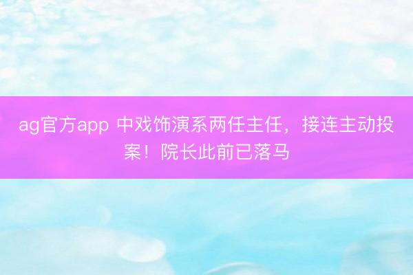 ag官方app 中戏饰演系两任主任，接连主动投案！院长此前已落马