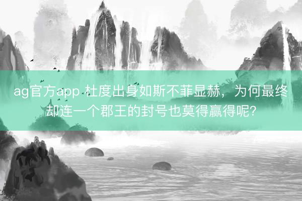 ag官方app 杜度出身如斯不菲显赫，为何最终却连一个郡王的封号也莫得赢得呢？