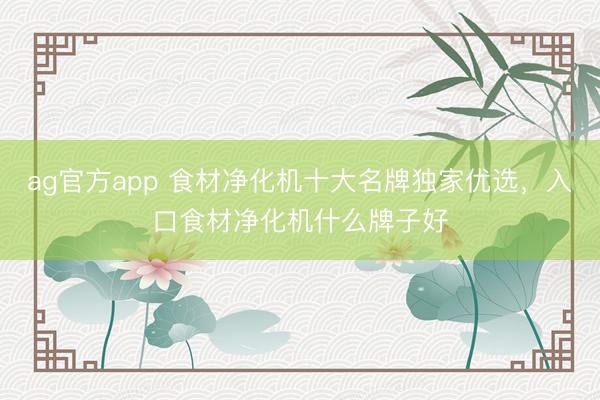 ag官方app 食材净化机十大名牌独家优选,入口食材净化机什么牌子好