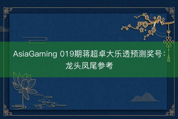 AsiaGaming 019期蒋超卓大乐透预测奖号：龙头凤尾参考