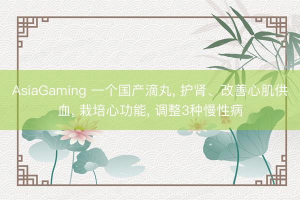 AsiaGaming 一个国产滴丸， 护肾、改善心肌供血， 栽培心功能， 调整3种慢性病