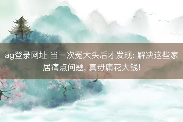 ag登录网址 当一次冤大头后才发现: 解决这些家居痛点问题, 真毋庸花大钱!