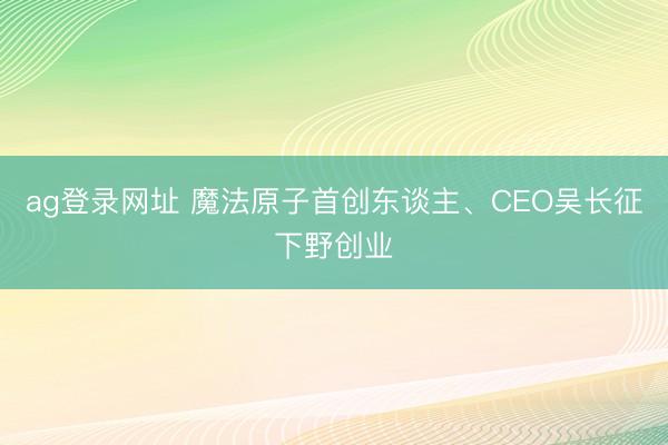 ag登录网址 魔法原子首创东谈主、CEO吴长征下野创业