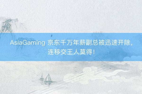 AsiaGaming 京东千万年薪副总被迅速开除,连移交王人莫得!