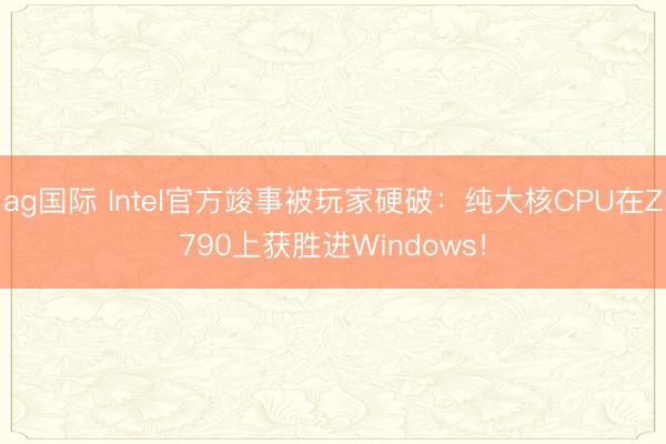 ag国际 Intel官方竣事被玩家硬破：纯大核CPU在Z790上获胜进Windows！