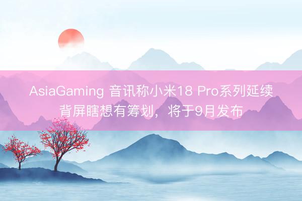 AsiaGaming 音讯称小米18 Pro系列延续背屏瞎想有筹划，将于9月发布