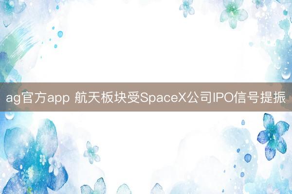 ag官方app 航天板块受SpaceX公司IPO信号提振
