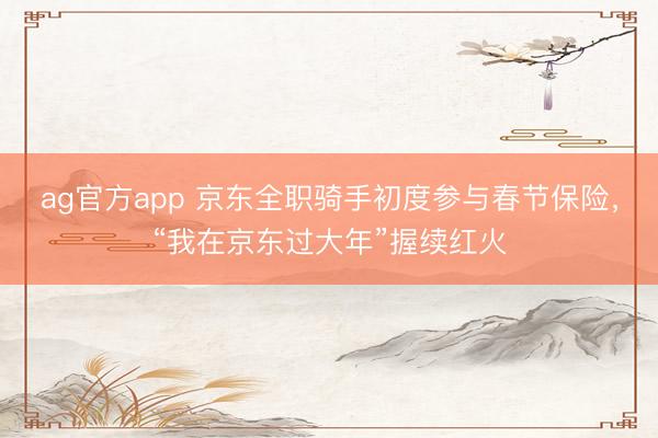 ag官方app 京东全职骑手初度参与春节保险,“我在京东过大年”握续红火