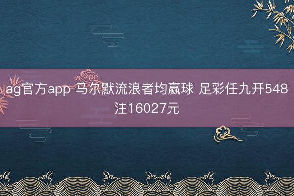 ag官方app 马尔默流浪者均赢球 足彩任九开548注16027元
