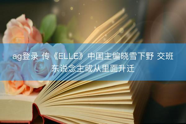 ag登录 传《ELLE》中国主编晓雪下野 交班东说念主或从里面升迁