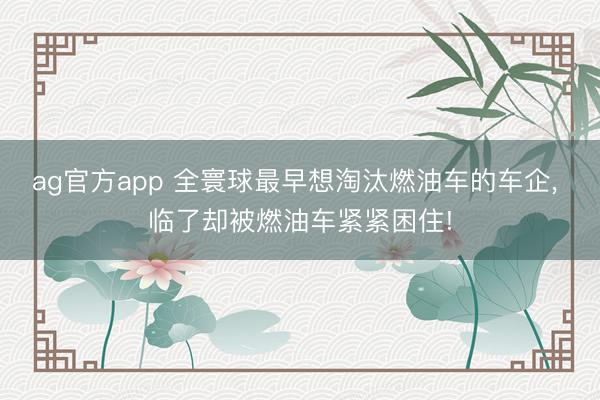 ag官方app 全寰球最早想淘汰燃油车的车企， 临了却被燃油车紧紧困住!