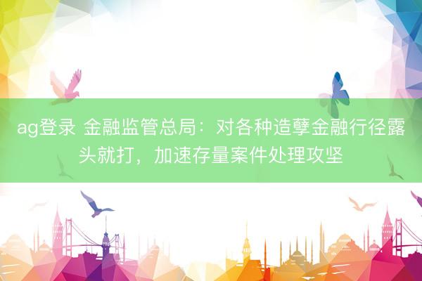 ag登录 金融监管总局：对各种造孽金融行径露头就打，加速存量案件处理攻坚