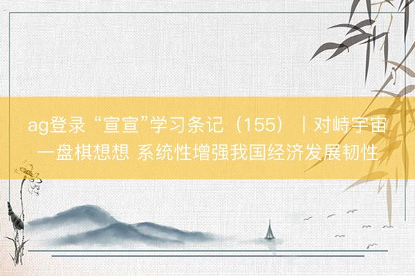 ag登录 “宣宣”学习条记（155）丨对峙宇宙一盘棋想想 系统性增强我国经济发展韧性
